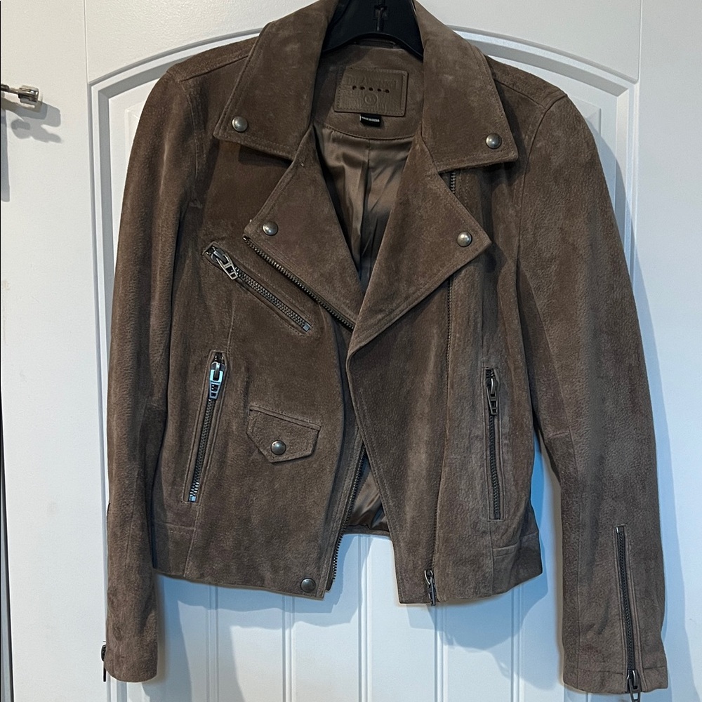 Blank NYC Taupe Suede Moto Jacket